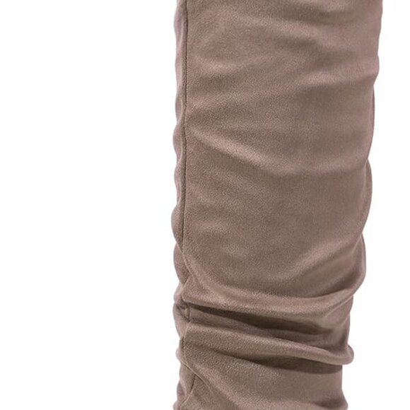 Women's Suede Over-the-Knee Boots Khaki 6 - Picture 1 of 5